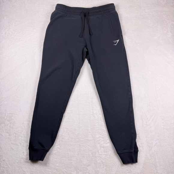 Gymshark Crest Tapered Jogger Sweatpants Black Mens M Workout Athleisure - Picture 1 of 7